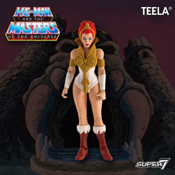 Filmation Teela hat Schwert, Schild und Blaster dabei.