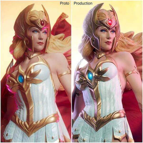 Unterschied Prototyp und finaler Statue von She-Ra