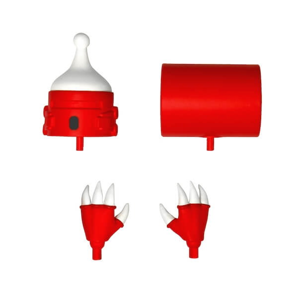 Zubehr Modulok: Alternate hands and heads, Electrode, and Sledge Hammer.