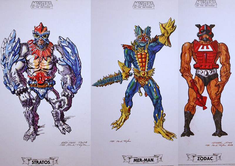 Stratos, Mer-Man und Zodac Konzepte von Mark Taylor, 1981