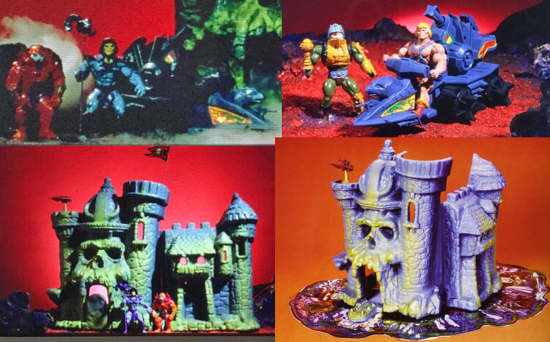 Prototypen der Spielzeuge (Grayskull u.a. noch mit Spielmatte)
