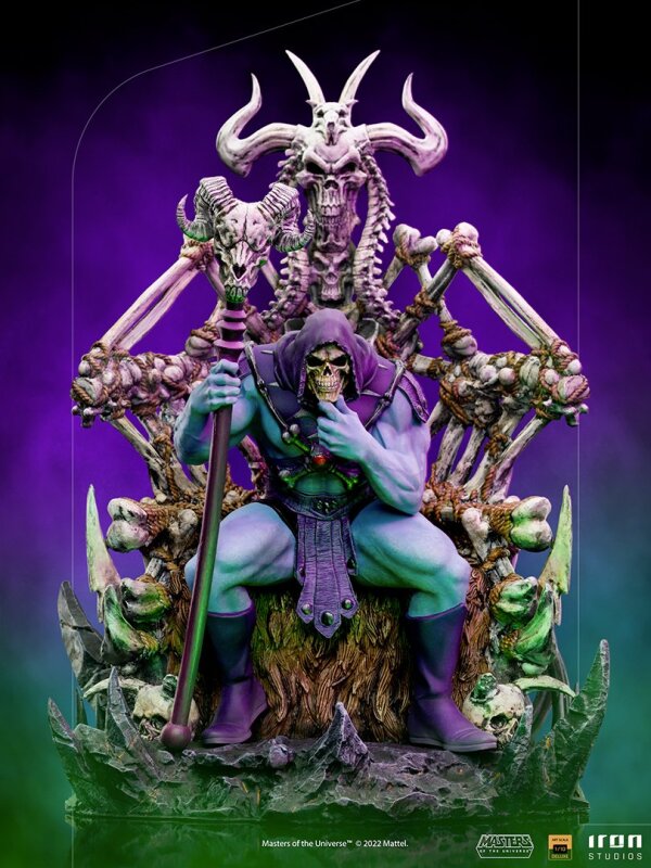 Promobild der Skeletor on Throne Deluxe Polystone Statue