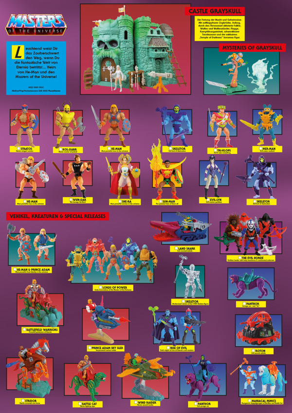 Rckseite des PE MotU Origins Checklist-Posters