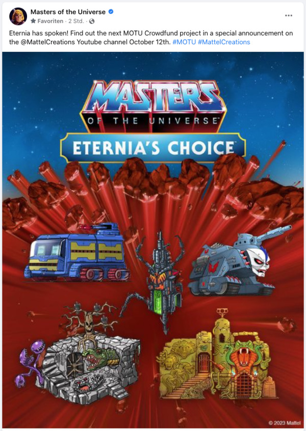 Screenshot des Facebook-Posts von Masters of the Universe