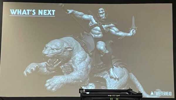 3D-Rendering fr Skeletor und Panthor im Tweeterhead-Panel auf der Power-Con 2023
