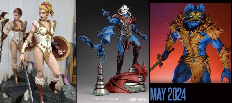 Bisherige Tweeterhead-Variant Editions: Teela, Hordak mit Minion und der kommende Mer-Man