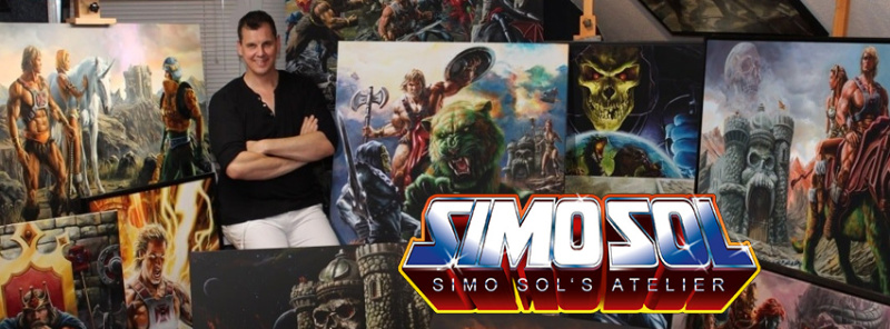Simon Soltau aka SiMo Sol inmitten einem Teil seiner MotU-Kunstwerke