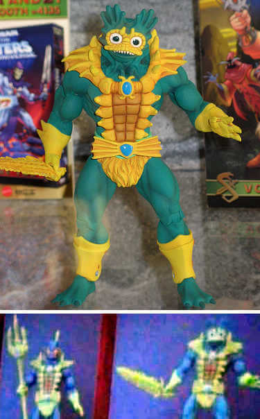 MotU Classics Mer-Man (unten mit Waffen und austauschbaren Kpfen)